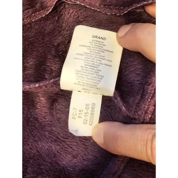 Free Country Coat Jacket Faux Fur Lined Size Large Womens Purple Wine - Picture 7 of 10